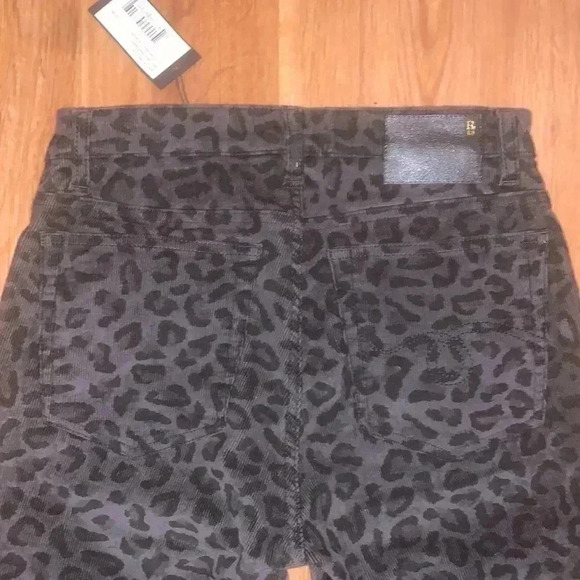 R13 High-Rise Leopard Print Skinnysize 27 corderoy black gray